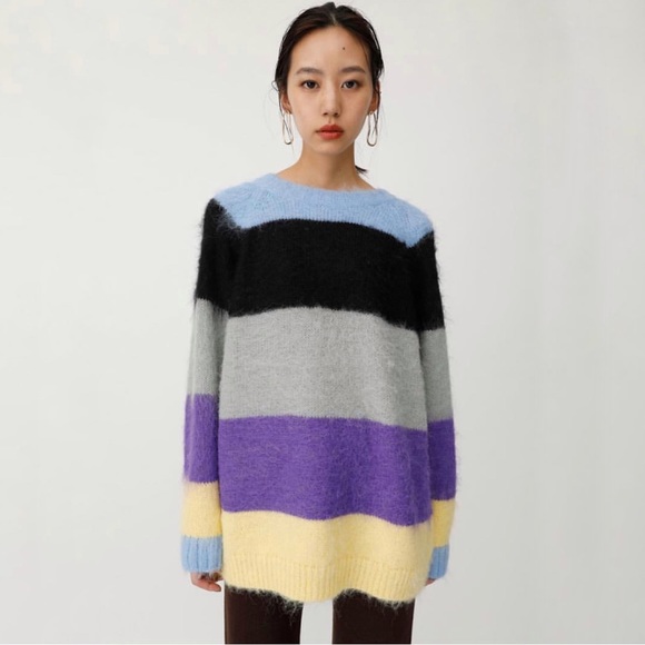 NWOT MOUSSY Alpaca  blend striped knit sweater size fits all - Picture 1 of 9